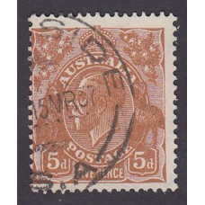 Australian    King George V    5d Brown   C of A WMK  2nd State Plate Variety 3R43..